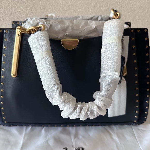 COACH Dreamer 36 Leather Satchel (Navy) - Picture 2 of 11